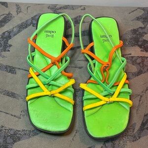 Impo Stretch Women's Sandals multi-colors Flats w/metal embellishments Size 8.5